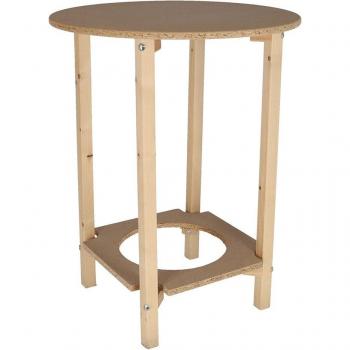 Mesa Camilla Redonda de Madera de Pino Sin Barniz 90x90x75 Cm