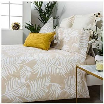 Funda Nórdica Orio Beige 100% Algodón Orgánico con Fundas de Almohada y Sábana Bajera Ajustable para Cama de 105 x 190/200