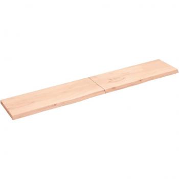 Estante de pared de madera maciza sin tratar en color roble, dimensiones 220x40x(2-4) cm