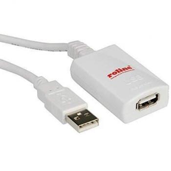 Roline Alargador USB 2.0, Blanco, 5 m, 1 puerto USB