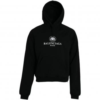 Balenciaga Black Cotton Logo Hooded Pullover Sweatshirt Sweater - XS