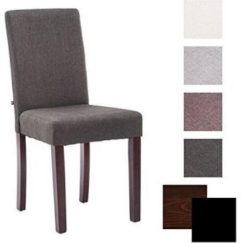 Silla de Comedor Ina en Tela Gris Oscuro Cappuccino con Alta Respaldo y Estructura de Madera