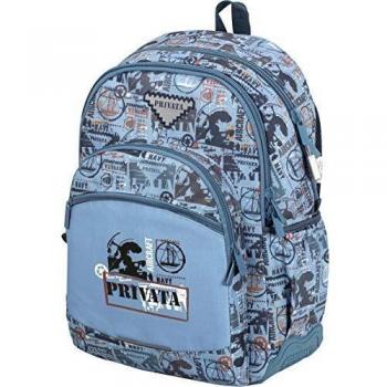 Mochila Colegio Privata Navy | Mochila Doble Compartimento Adaptable a Carro para Mochilas Escolares, Bolsillo Frontal y Candado Numerico de Seguridad - Medidas 32 x 44 x 14 cm