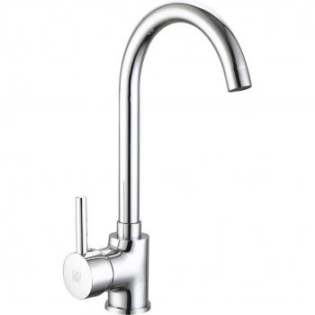 Grifo monomando de fregadero con caño alto curvo