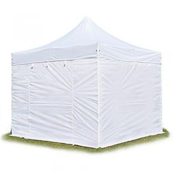 Carpa Plegable 3x3m Profesional Aluminio 40mm Ignífuga con Laterales Sin Ventana, Blanca