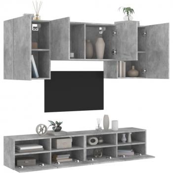 Mueble de TV de pared 5 piezas madera de ingeniería gris hormigón vidaXL