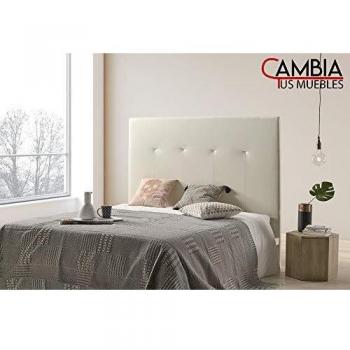 CAMBIA TUS MUEBLES - Cabezal Cama matrimonial, cabecero de Madera tapizado en Polipiel Beige