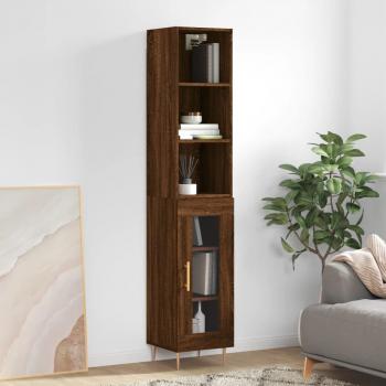 Aparador alto de madera contrachapada roble marrón 34,5x34x180 cm