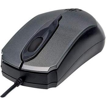 Manhattan Edge USB Wired Mouse, Grey, 1000dpi, USB-A, Optical, Compact, Three Button with Scroll Wheel, Low friction base, Blister