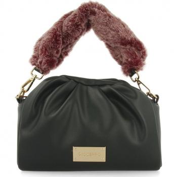 Bolso Gioseppo Verde con Frunces y Asa de Pelo