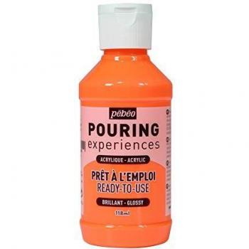 Pintura Acrílica Fluorescente para Vertido Pébéo - 118 ml - Naranja Fluo