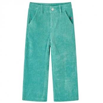 Pantalón Infantil de Pana Verde Menta 116 con Perneras Anchas y Bolsillos, Cintura Elástica