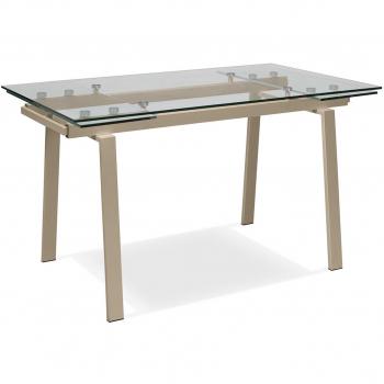Mesa Extensible Tommy 140-200 x 80 cm de Cristal Templado Gris Tórtola