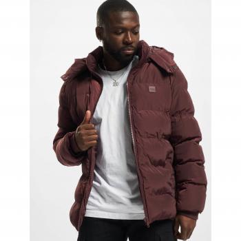 Urban Classics Men's Hooded Puffer Jacket - Cherry Red, Size L