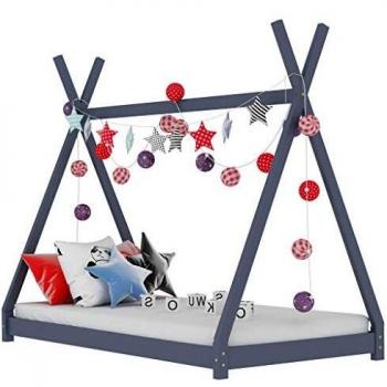 vidaXL Marco de Cama Infantil Gris Madera de Pino Maciza 90 x 200 cm