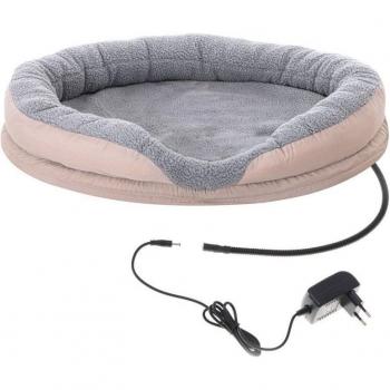 Camry CR7431 Cama para Perros y Gatos Eléctrica Calefactora, Redonda 76 x 58cm, Lana Sintética Suave, Funda Lavable, Cable de Resorte Anti-Mord
