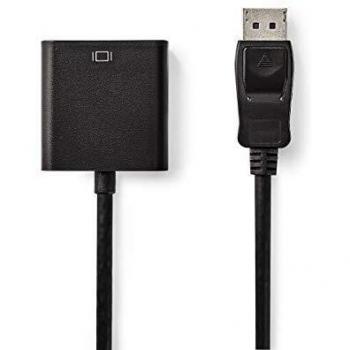 NEDIS Cable VGA Cable VGA | DisplayPort Macho | VGA Macho | Niquelado | Resolución máxima: 1080p | 0.20 m | Redondo | Negro | Blíster Negro 0.20 m