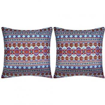 vidaXL 2X Cojines Estampado Azteca Lona Multicolor 45x45cm Casa Jardin Hogar