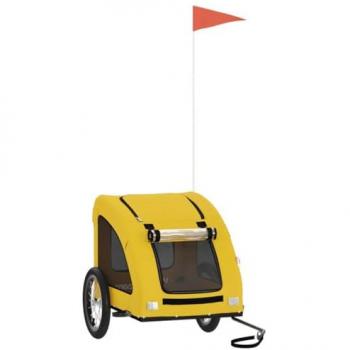 Remolque de bicicleta para mascotas de hierro y tela Oxford amarillo