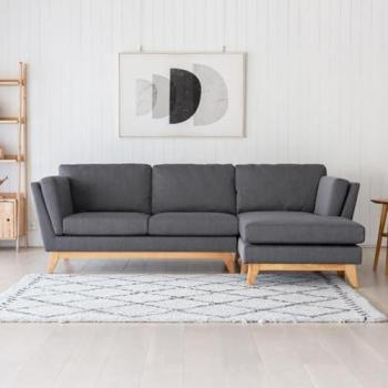 Sofá Esquinero Reversible de 4 Plazas en Tejido Gris Oscuro Diseño Escandinavo Norden