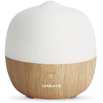 Difusor de Aromas y Humidificador CREATE - Madera Natural, 120 ml, Luz LED Multicolor, Función Aromaterapia
