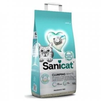 SANICAT - Arena Aglomerante Blanca Sin Perfume para Gatos (20 Litros)