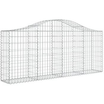 Cestas de gaviones 40 uds forma de arco hierro 200x30x80/100 cm Plateado