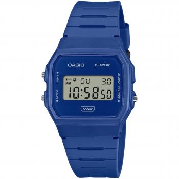 Casio POP Digital Blue Bio-Based Resin Strap Quartz Unisex Watch F-91WB-2A1