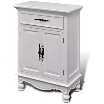 vidaXL Mueble Armario con 2 Puertas 1 Cajón de Madera Blanco Cómoda Aparador
