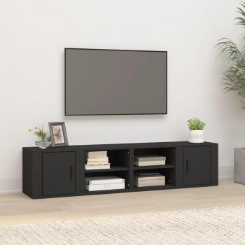 Mueble de TV vidaXL 2 uds madera contrachapada negro 80x31,5x36 cm