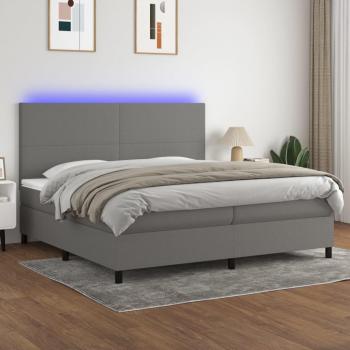 Colchón de cama suave con tela LED gris oscuro 200x200 cm, cama box spring con colchón y luces LED en tela gris claro 200x200 cm Vidaxl