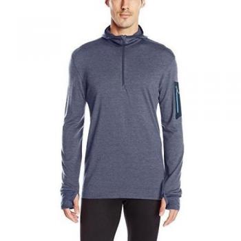 Icebreaker - Sudadera con Compass Long Sleeve Half Zip Hood, Fathom hthr/Cian, XXL, 102225