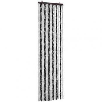 vidaXL Cortina Mosquitera Chenilla Gris y Blanco 56x185 cm Malla Anti Insectos Mosquitos Moscas Bichos