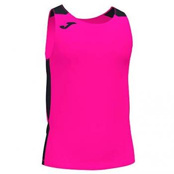 Camiseta de running tirantes hombre Record II rosa flúor negro