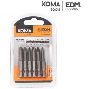 Juego de 6 Puntas PH 1-2-3 PZ 1-2-3 x 50mm KomaTools