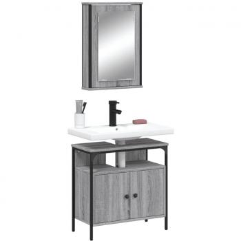 Juego de muebles de baño 2 piezas gris Sonoma madera contrachapada