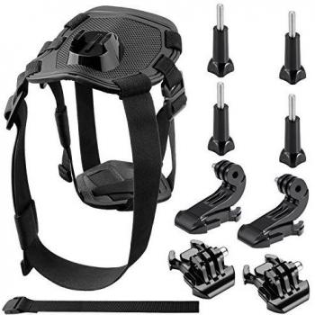 Neewer® Kit de Arnés de Pecho de Perro de Mascota para GoPro Hero 4 de Plata Negro Hero 4 3 + 3 2 1; kit incluye: 1 * Control Remoto Correa para Muñeca + 1 * Perro Arnés Pecho Correa Cinturón Montura + 2 * Superficie J- Gancho Hebilla + 2 * Superfici