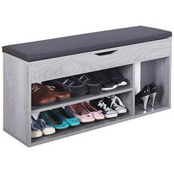 RICOO Banco Zapatero con Asiento 104 x 49 x 30 cm Mueble recibidor Roble Gris – Organizador Zapatos WM034-EH-A
