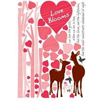 Ambiance-Live Vinilo Decorativo Pink Hearts and Deers Multicolor