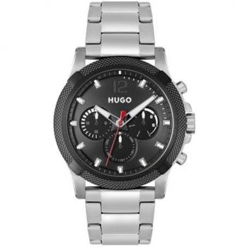 HUGO #IMPRESS Multifunction Quartz Watch for Men with Date and 12/24-Hour Display, Silver Link Bracelet