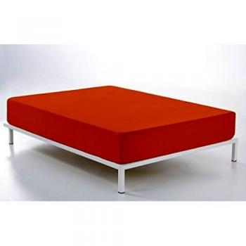ESTELA - Sábana Bajera Ajustable Combi Color Ocre - Cama de 135/140 cm. - 50% Algodón / 50% Poliéster - 144 Hilos