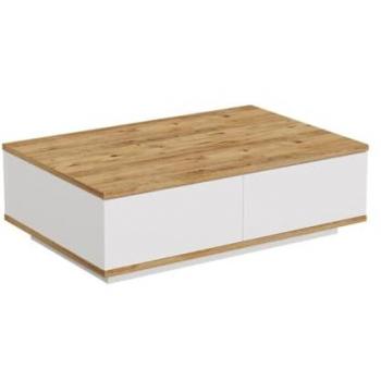 Mesa de Centro LOTULA con 2 Puertas - Natural Claro y Blanco