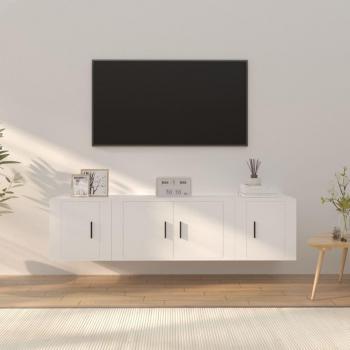 Set de muebles de TV 3 piezas madera contrachapada blanca vidaXL