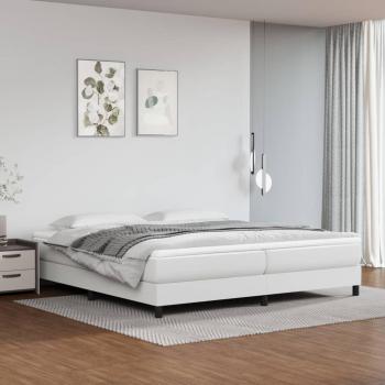 Cama box spring suave con colchón blanco 200x200 cm en cuero sintético