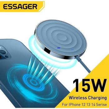 Cargador Inalámbrico Qi Magnético 15W Tipo C para iPhone 13 Pro Max, Carga Rápida PD, Adaptador Negro para Xiaomi y Samsugn Pad