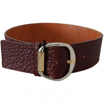 GF Ferre Bordeaux Wide Leather Waist Gold Silver Belt - 70 cm / 28 Inches
