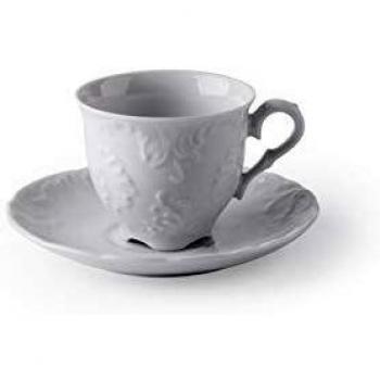 Excelsa Elisa Rococò - Juego de 6 tazas de café con plato, porcelana