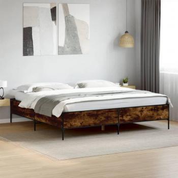 Cama solar Roble Humo 200x200 cm Multicapa Madera y Metal