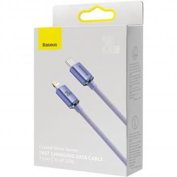 Baseus Crystal Shine cable USB C Lightning de carga rápida y transferencia de datos 20W 1.2m Púrpura