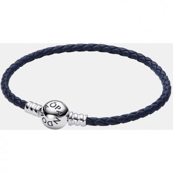 Pulsera Pandora Moments de plata con cuero azul